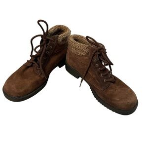 Original Rugged Outback Leather Suede Booties- Knit Tops - Size 7.5